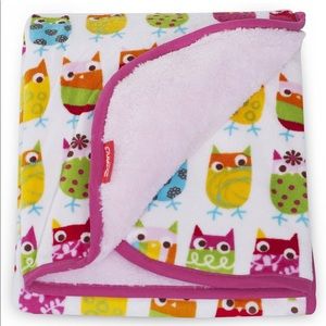 Zutano pink owl Sherpa blanket